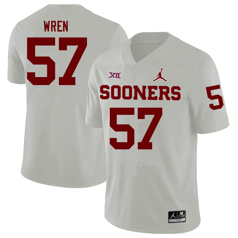 Men #57 Maureese Wren Oklahoma Sooners College Football Jerseys Sale-White - Click Image to Close